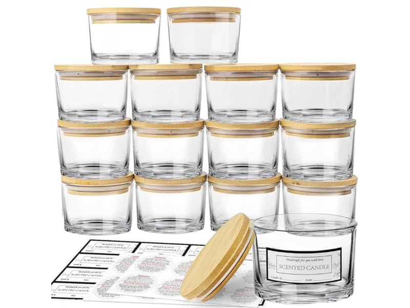 Candle Jars with Airtight Bamboo Lids for Making Candles