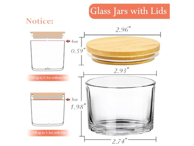 Candle Jars with Airtight Bamboo Lids for Making Candles