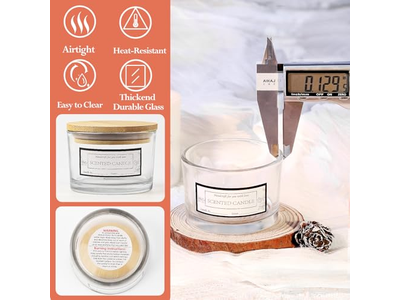 Candle Jars with Airtight Bamboo Lids for Making Candles