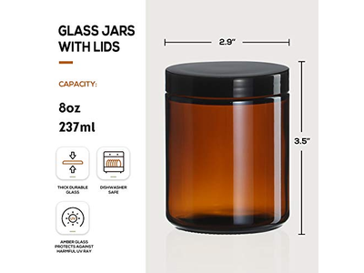 Dark Amber Candle Jars with 12 Metal 12 Plastic Lids