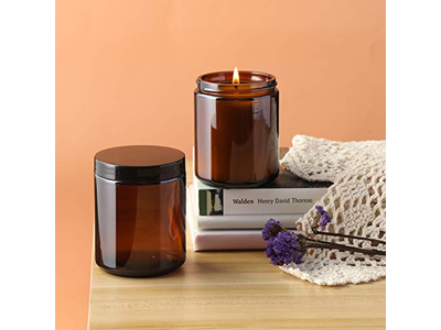 Dark Amber Candle Jars with 12 Metal 12 Plastic Lids