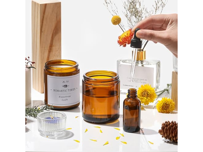 Dark Amber Candle Jars with 12 Metal 12 Plastic Lids