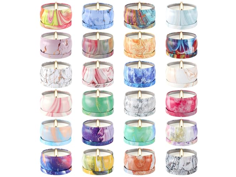 Scented Candles Gifts Set 24 Pack Soy Wax Travel Tin Jar Candles