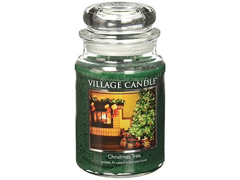 Village Candle Christmas Tree Large Glass Apothecary Jar Scented Candle