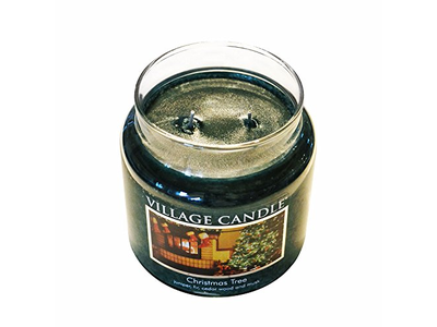 Village Candle Christmas Tree Large Glass Apothecary Jar Scented Candle