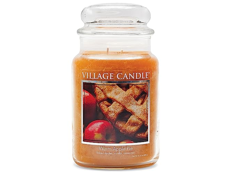 Village Candle Warm Apple Pie Large Glass Apothecary Jar Scented Candle